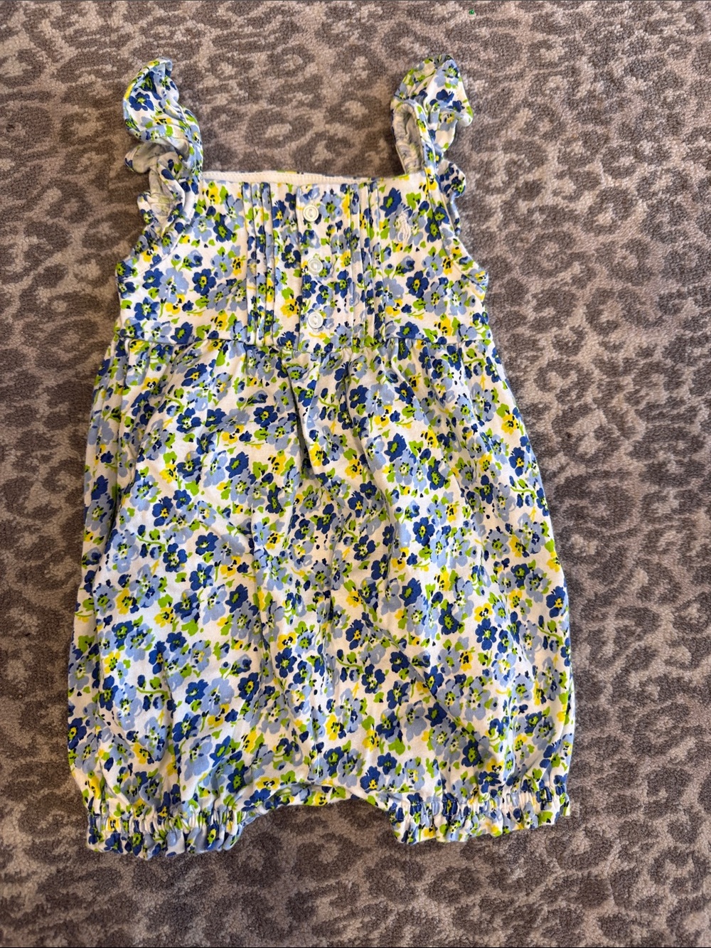 Ralph Lauren Blue & Yellow Floral Baby Romper